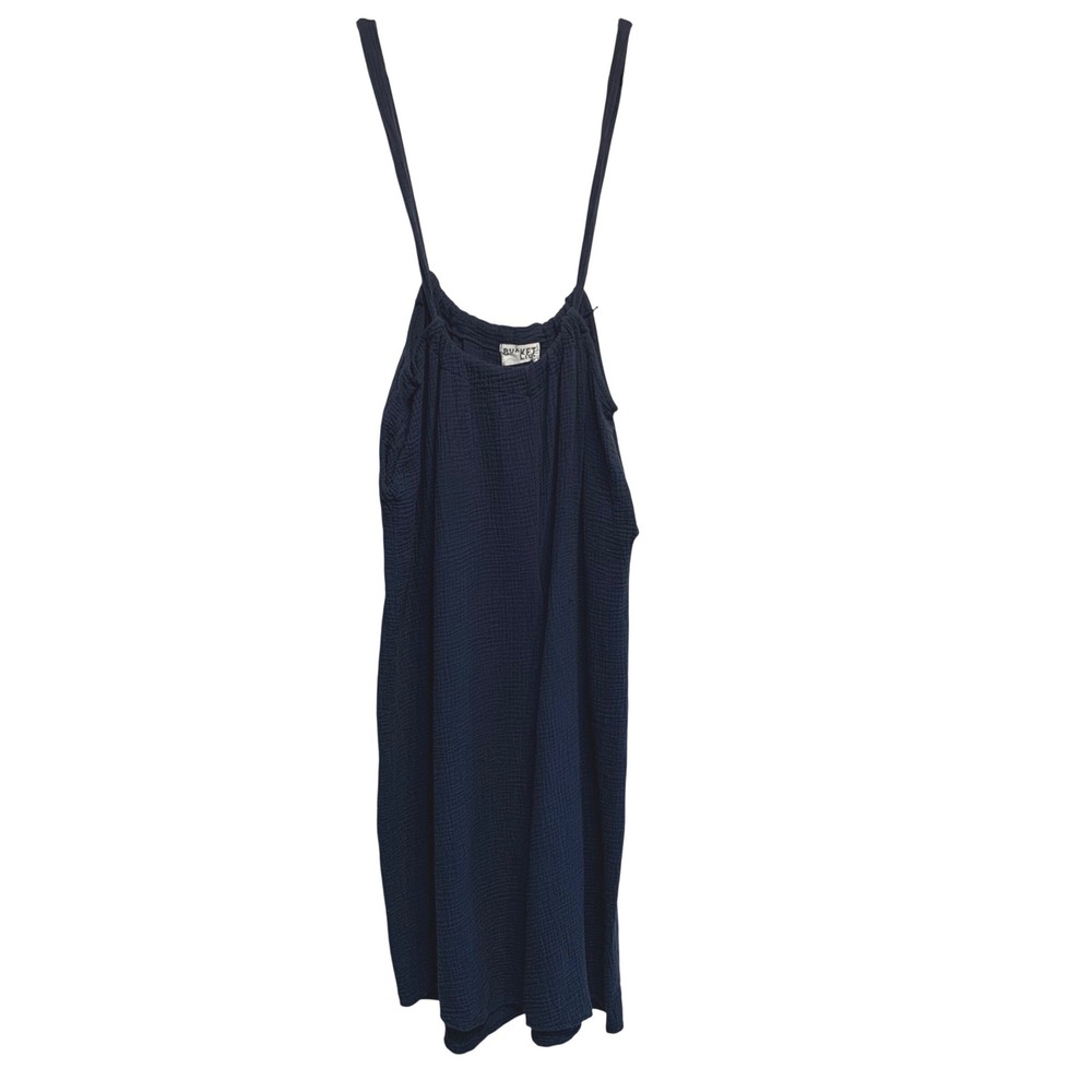 Bucket List Cotton Gauze Jumpsuit Romper Large Navy Blue Wide Leg Boho Coastal